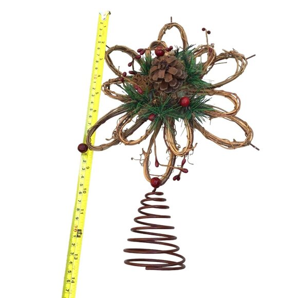 13" EARTH COLOR FLORAL CHRISTMAS TREE TOPPER ORNAMENT - Picture 4 of 5